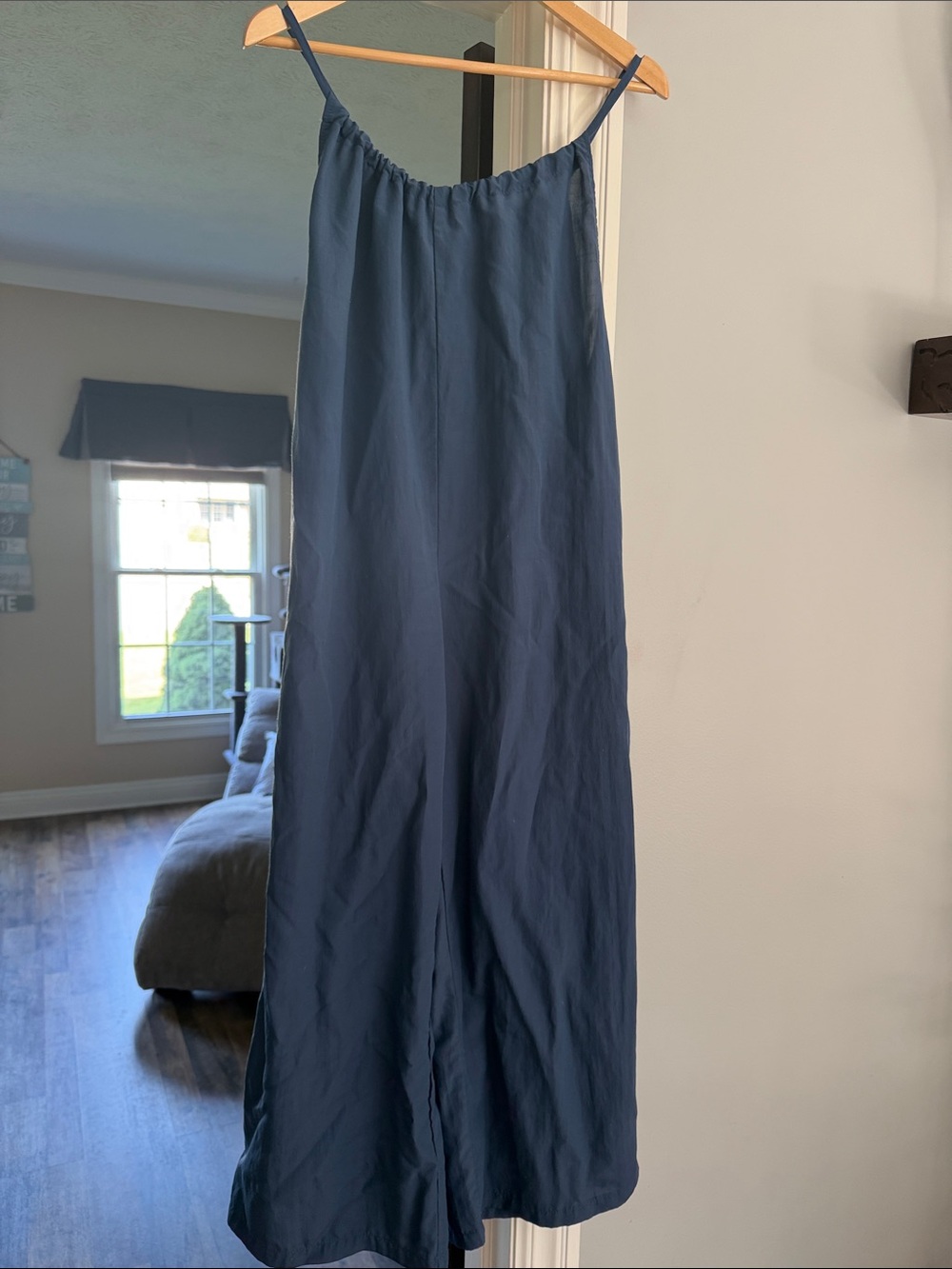 SHEIN Navy Blue Wide-Leg Spaghetti Strap Jumpsuit